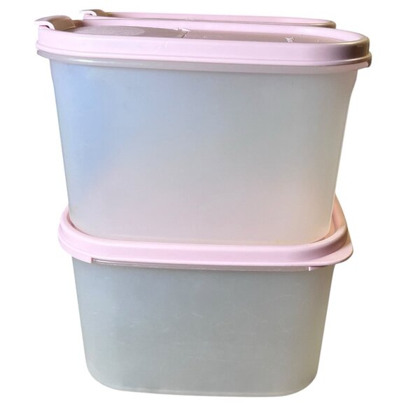 Lot 3 Tupperware Modular Mates Oval Containers Pink Lids - Picture 6 of 13